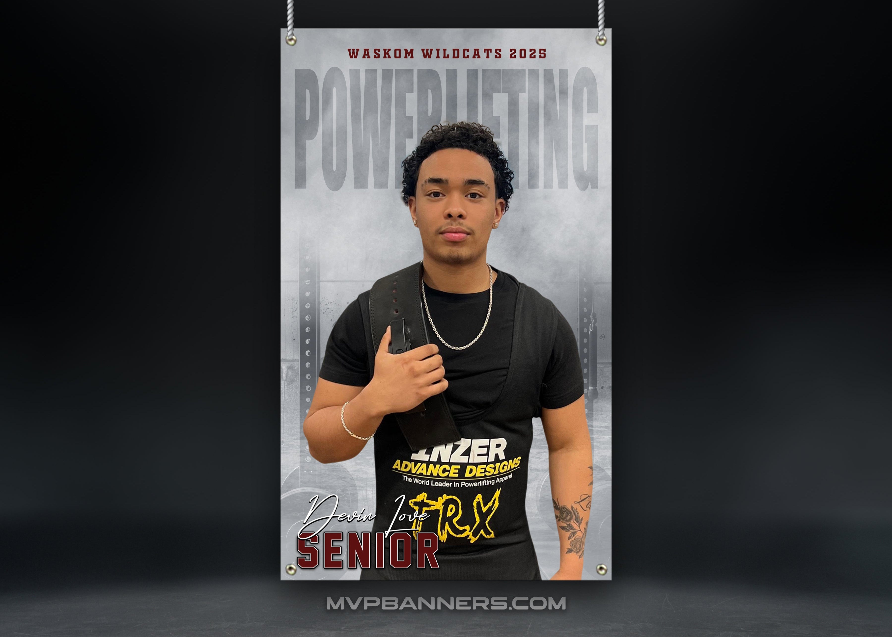 Custom Sports Banner | Senior Night | Powerlifting | Night Time Mist