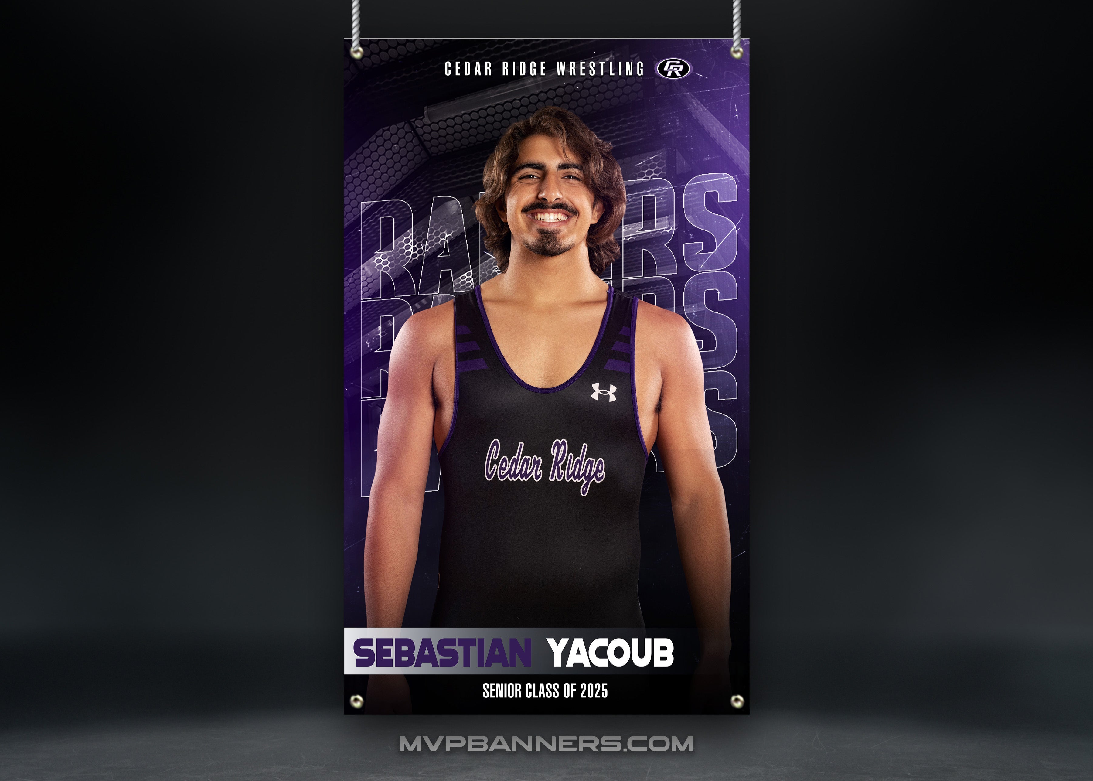 Custom Sports Banner | Senior Night | Wrestling | Steel Focus