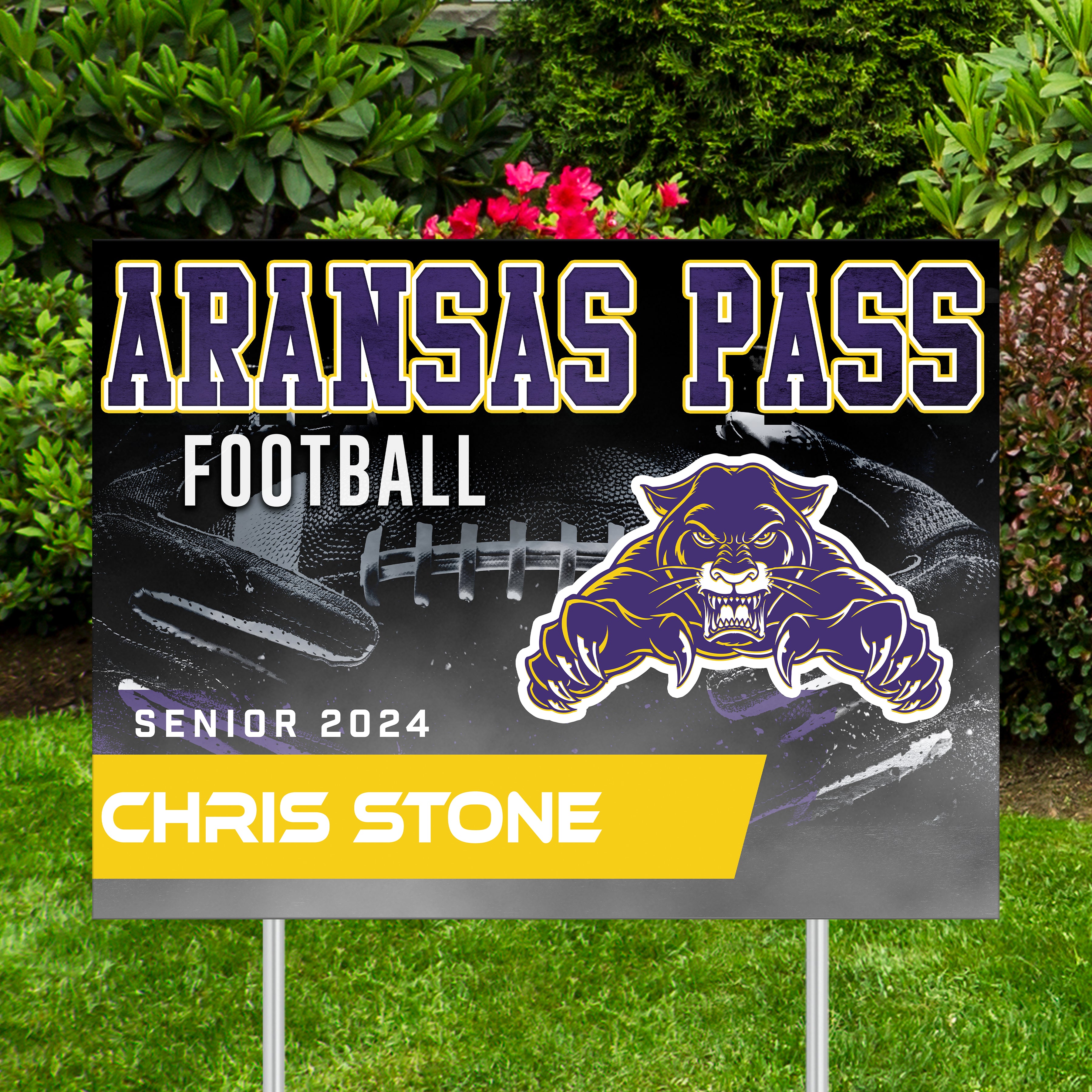 Printed Sports Yard Sign | Senior Night Poster | Football | Simple Mascot