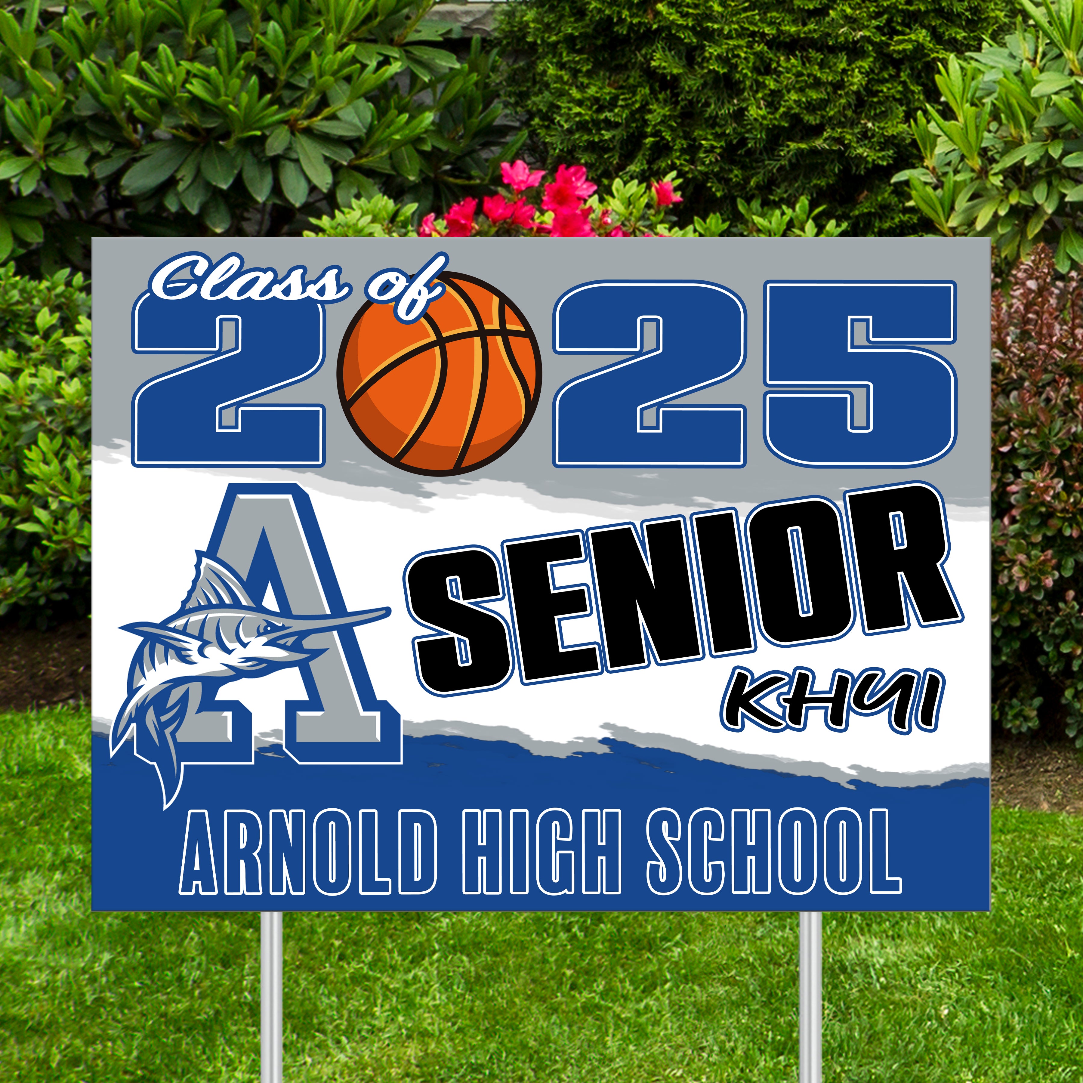 Printed Sports Yard Sign | Senior Night Poster | Basketball | Simple Senior Logo