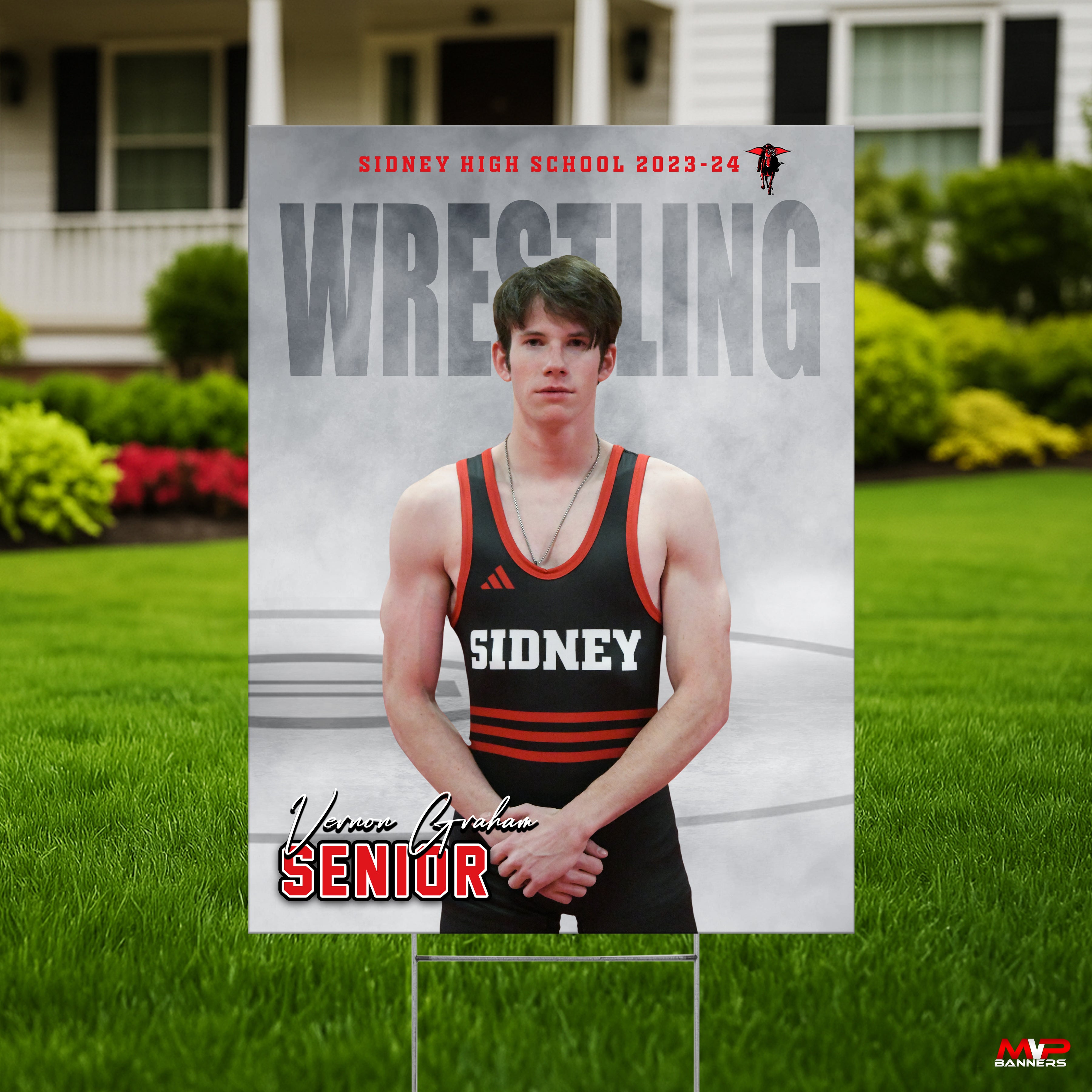 Custom Sports Banner | Senior Night | Wrestling | Night Time Mist