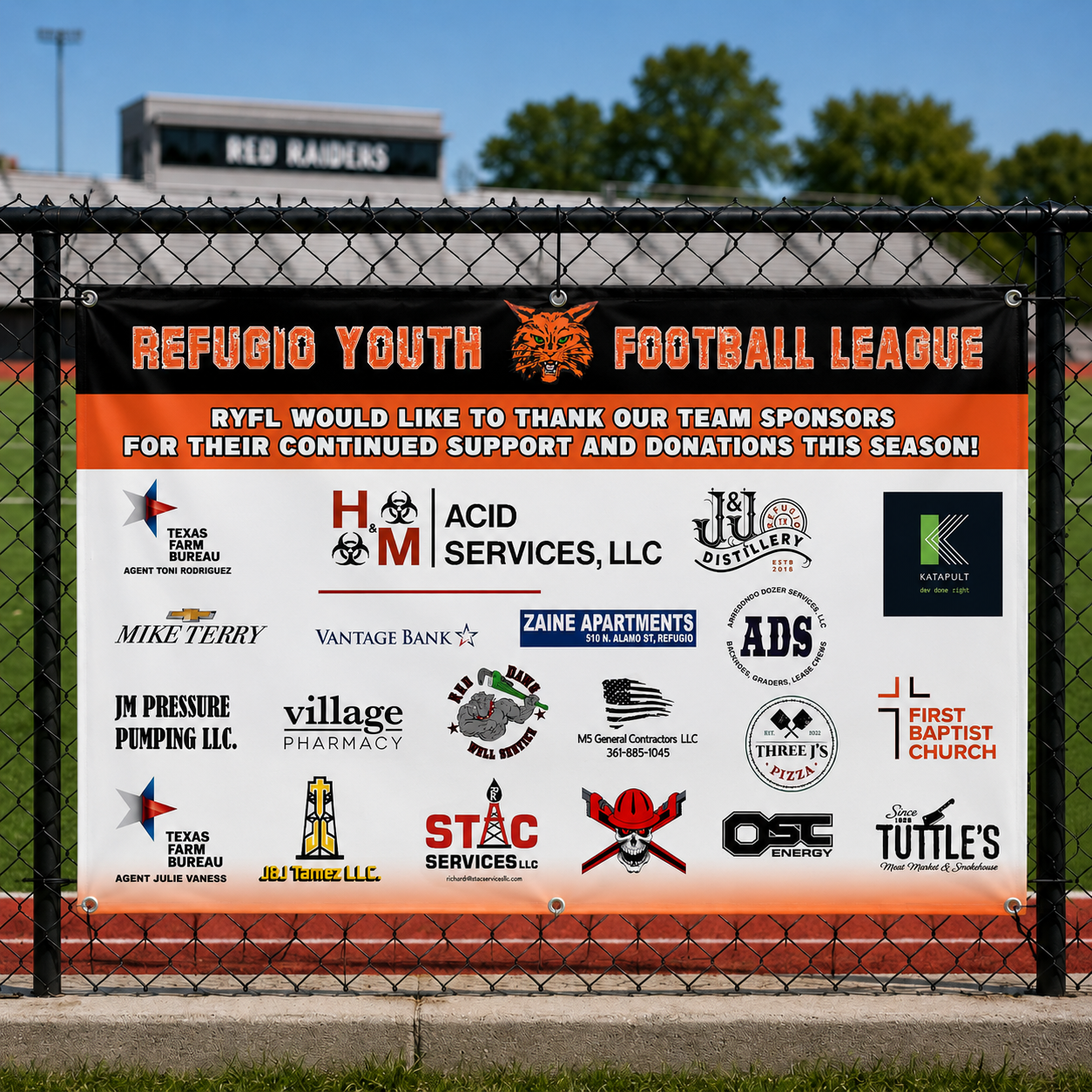 Custom School Sponsor Recognition Banner | Booster Club Sponsor Banner | Athletic Fence Banner