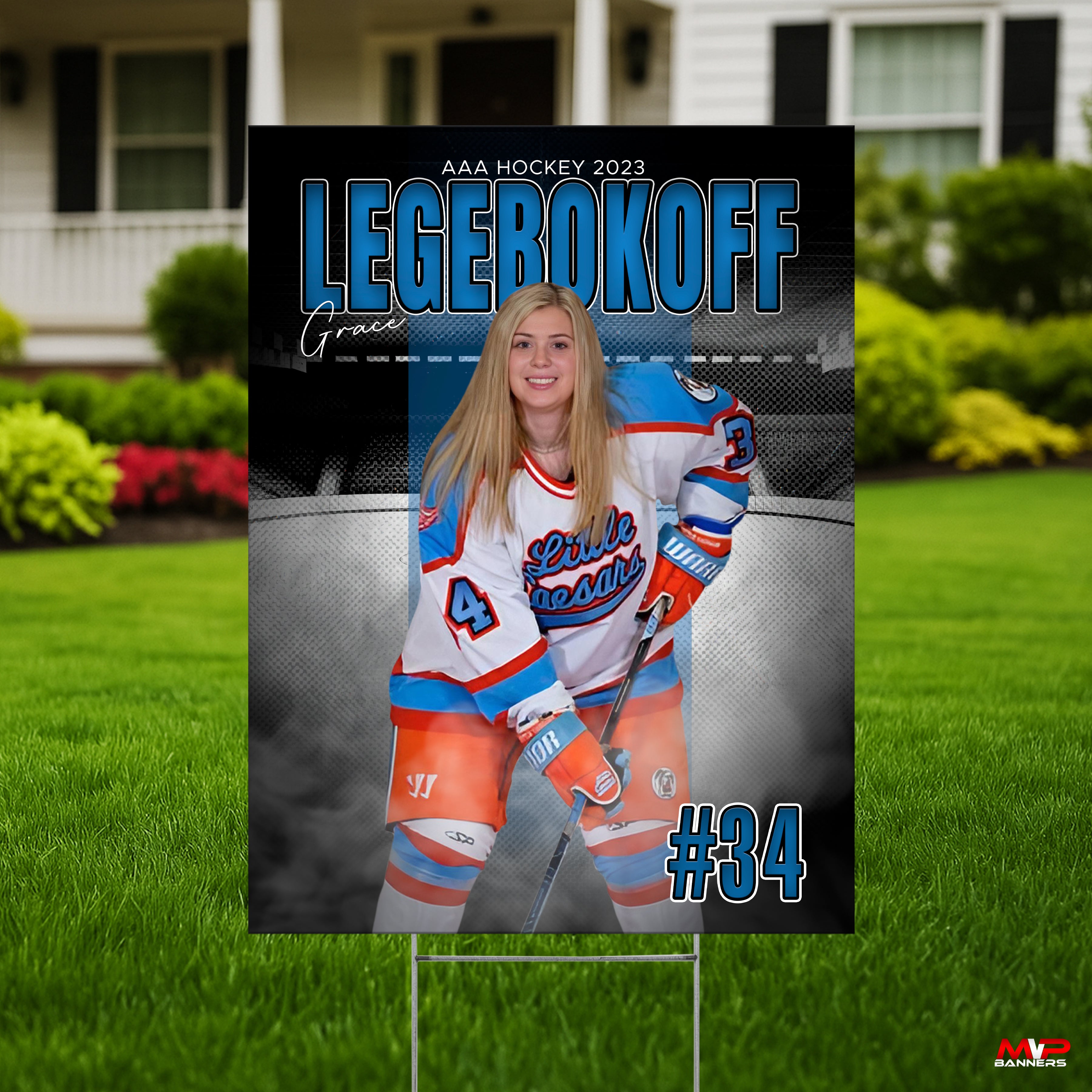 Printed Sports Yard Sign | Senior Night Poster | Ice Hockey | Stadium Shadows