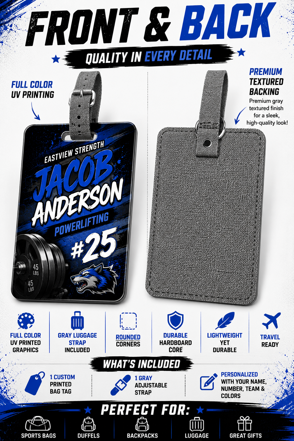 Honeycomb Personalized Bag Tag | Custom Sports, Band & School Luggage Tag