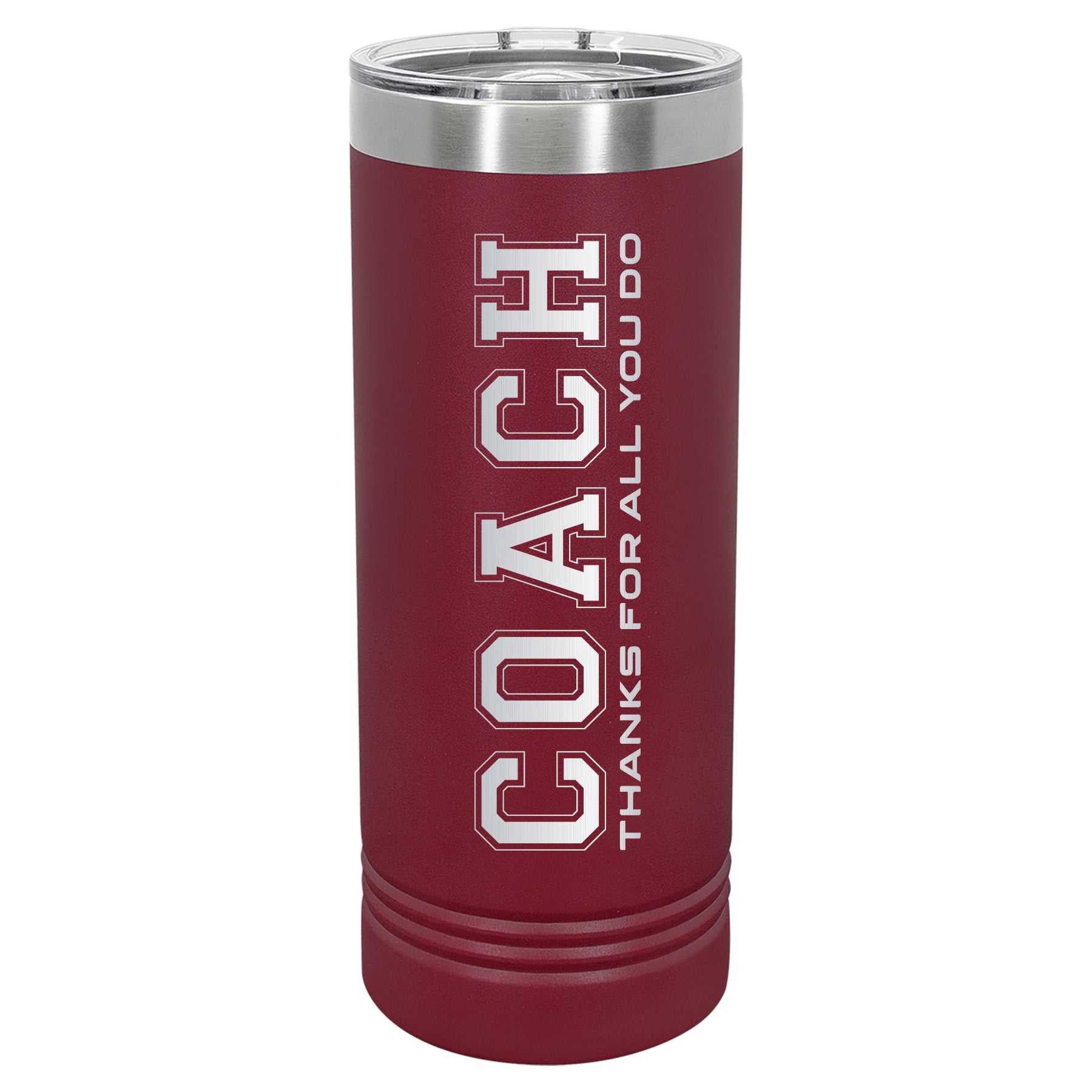 Custom Engraved 22oz Tumbler - Coach Skinny Tumbler MVP BANNERS