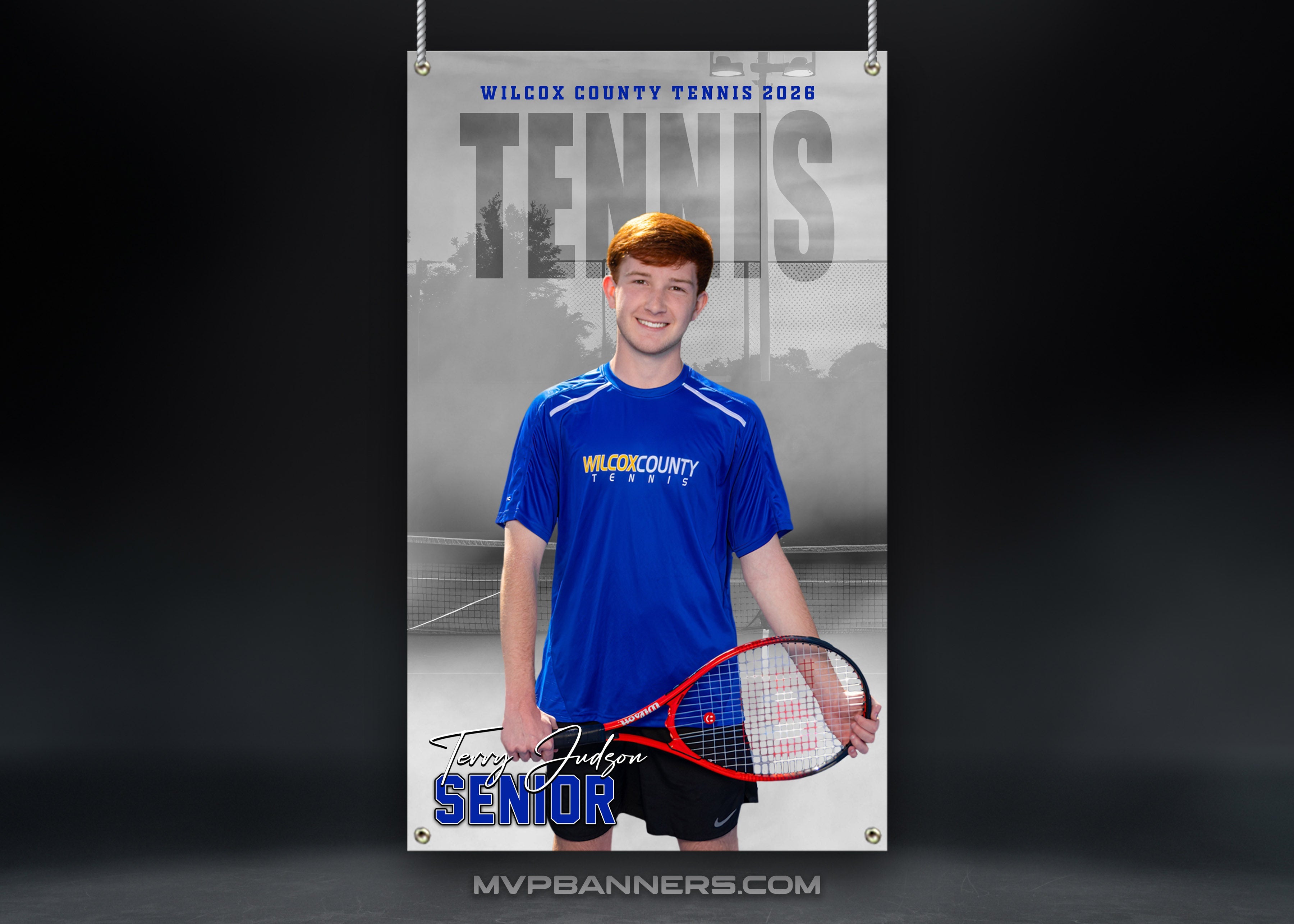 Custom Sports Banner | Senior Night | Tennis | Night Time Mist