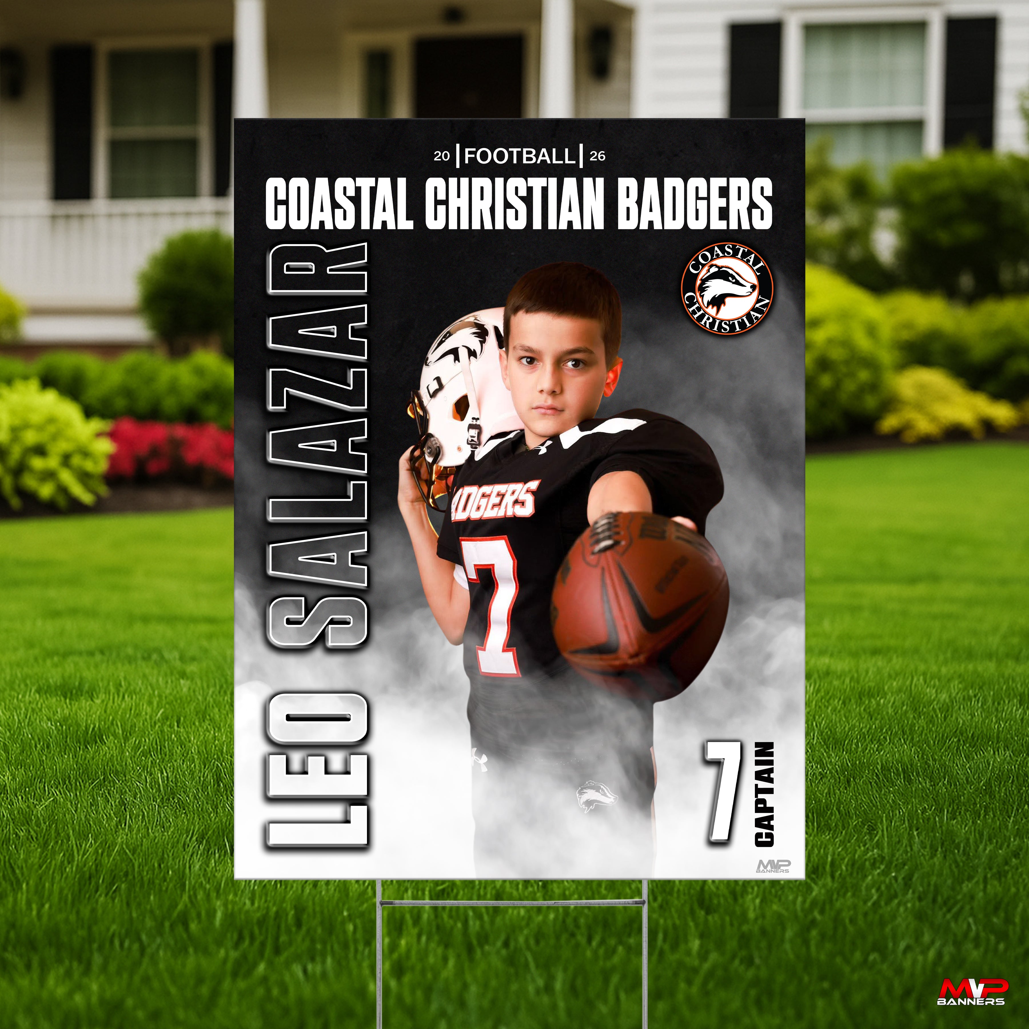 Custom Coastal Christian Senior Banner & Yard Sign - GameDay Fog