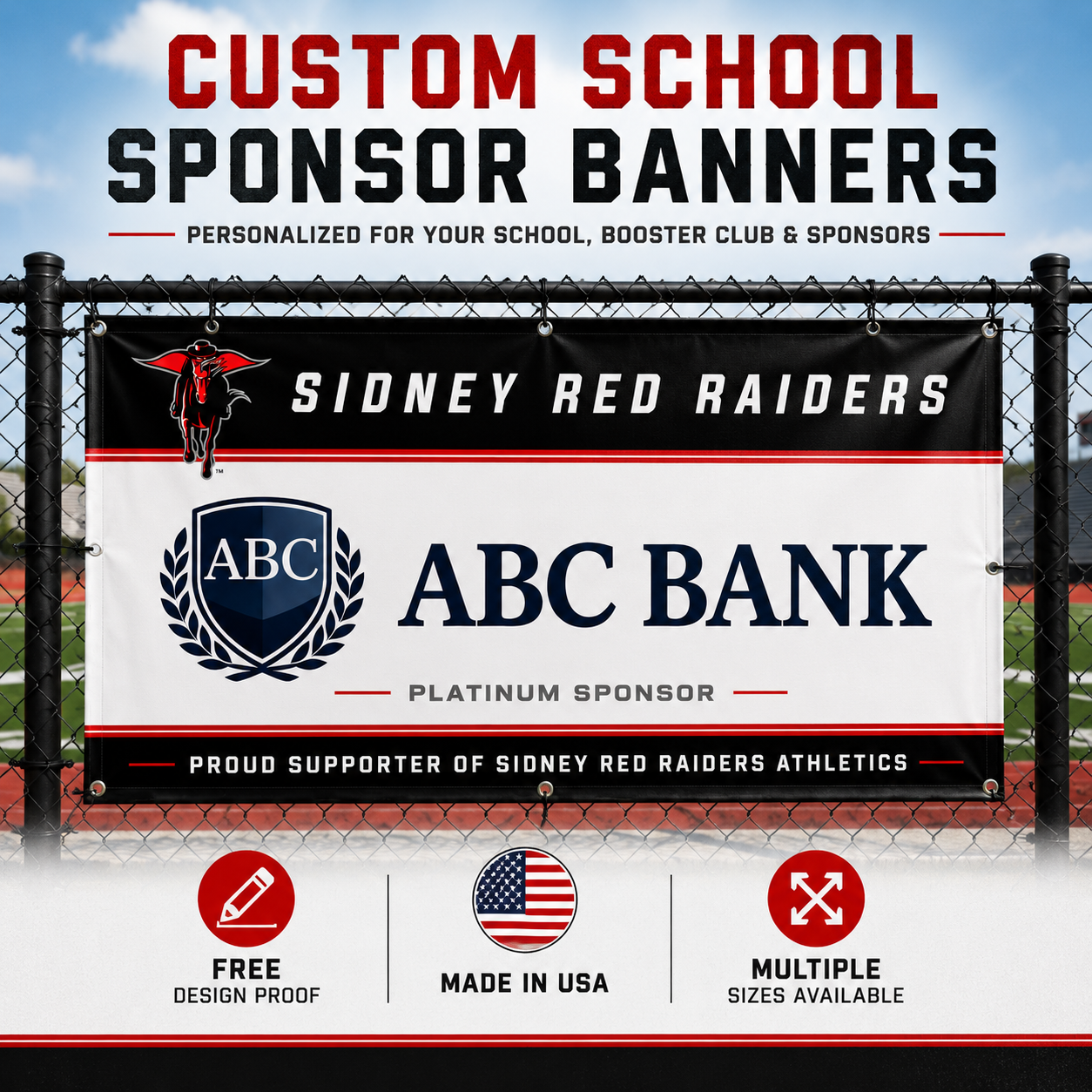 Custom School Sponsor Banners | Fence, Gym & Stadium Recognition Banners
