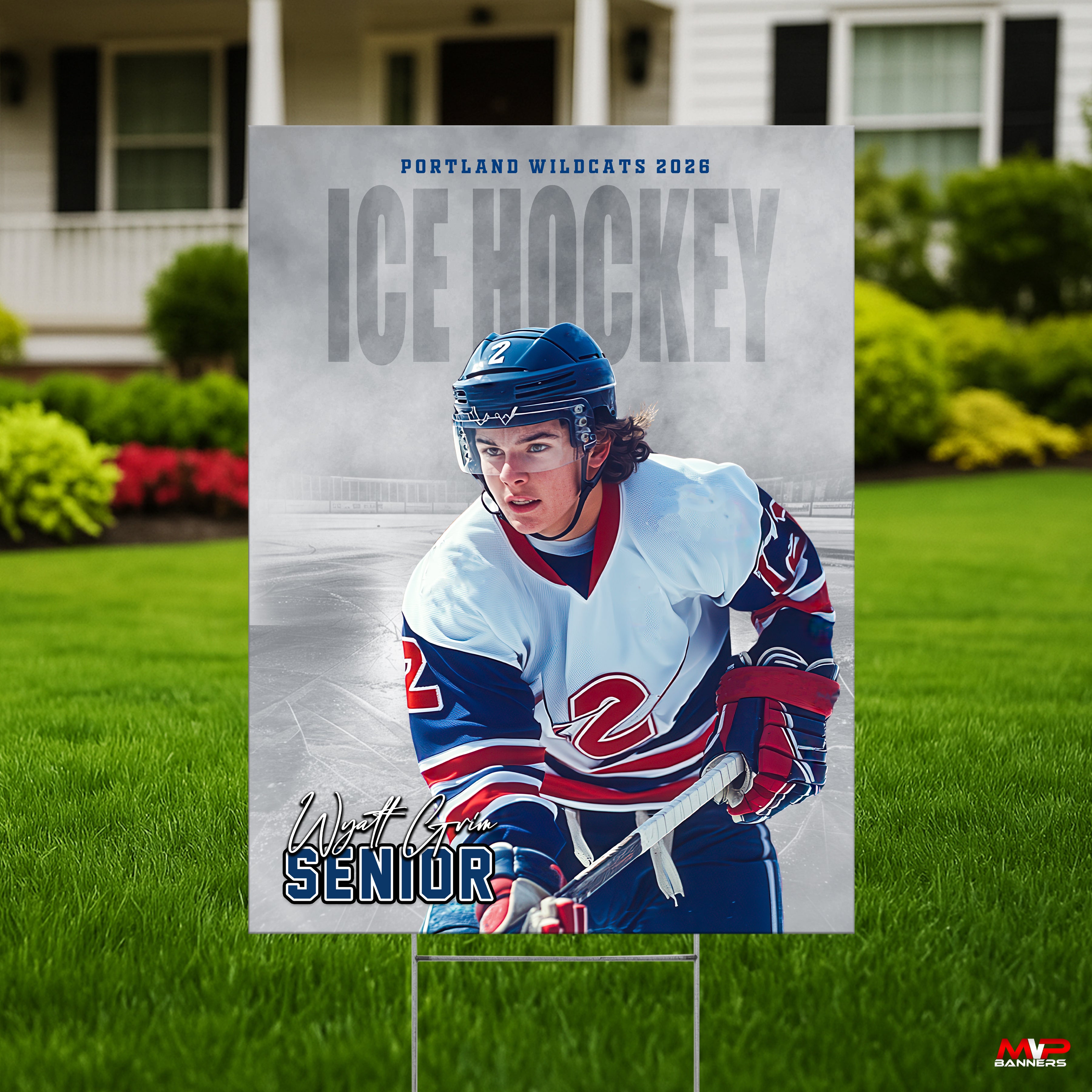 Custom Sports Banner | Senior Night | Ice Hockey | Night Time Mist