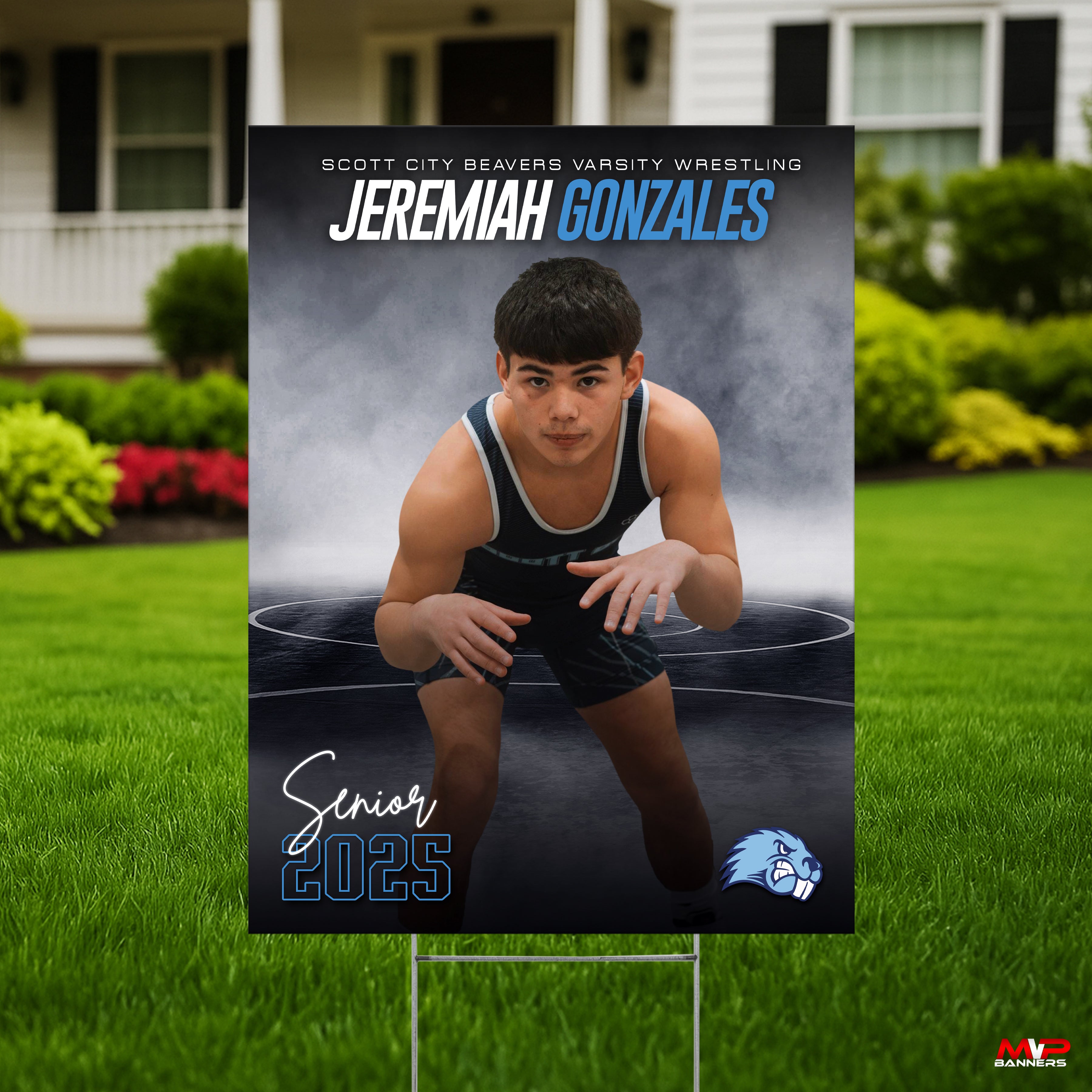 Custom Sports Banner | Senior Night |  Wrestling | On the Mat