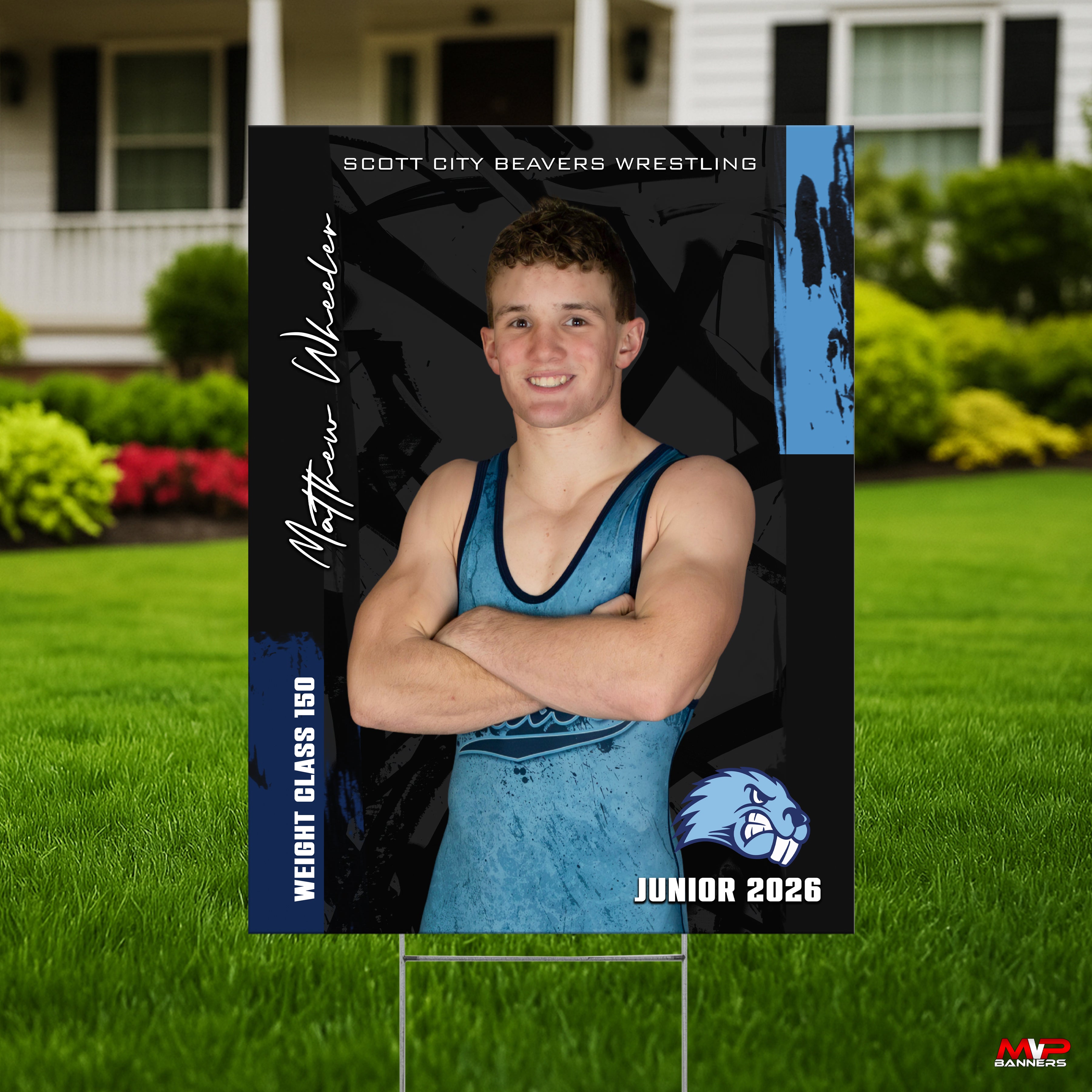 Custom Sports Banner | Senior Night |  Wrestling | Quiet Power