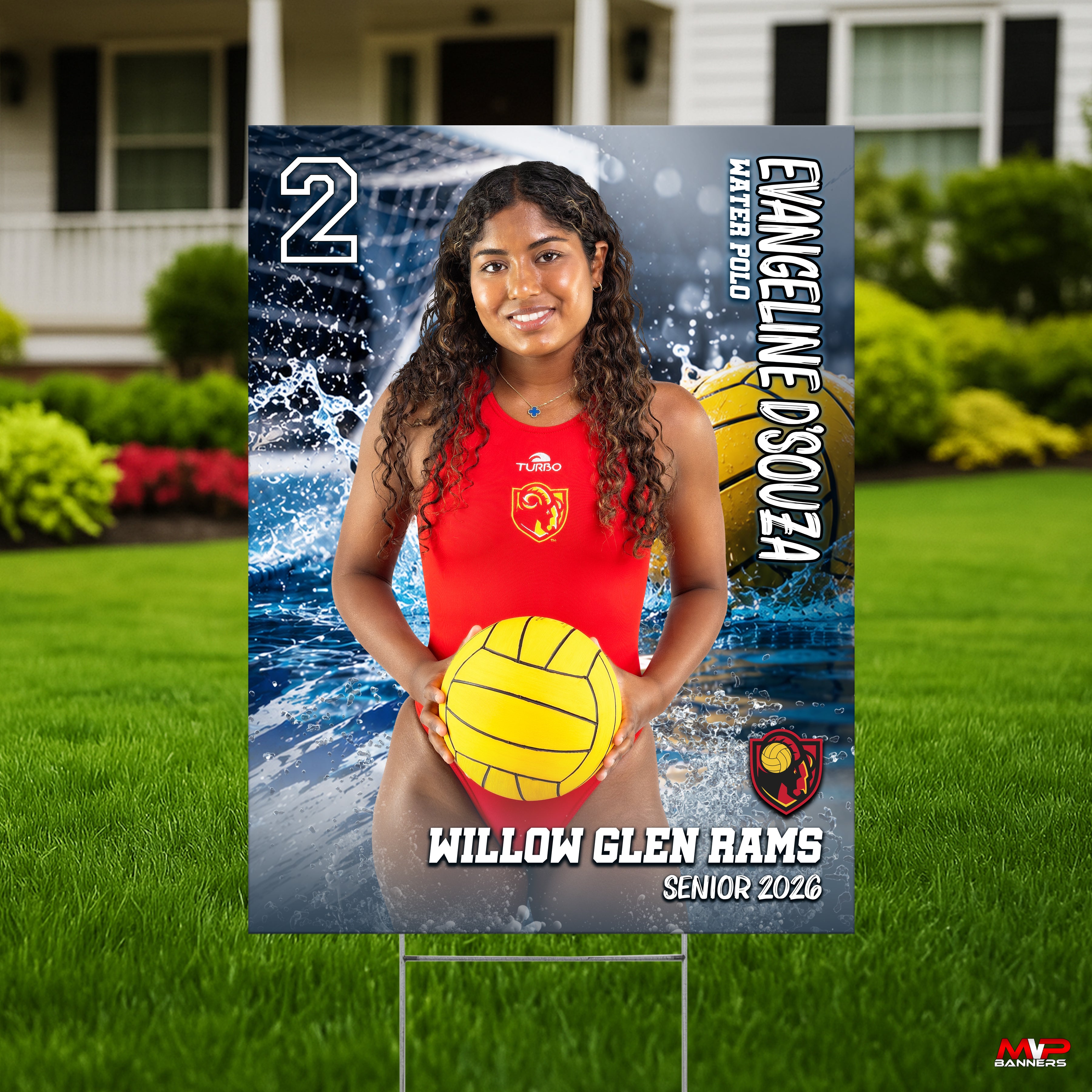 Custom Sports Banner | Senior Night |  Water Polo | Blue Current