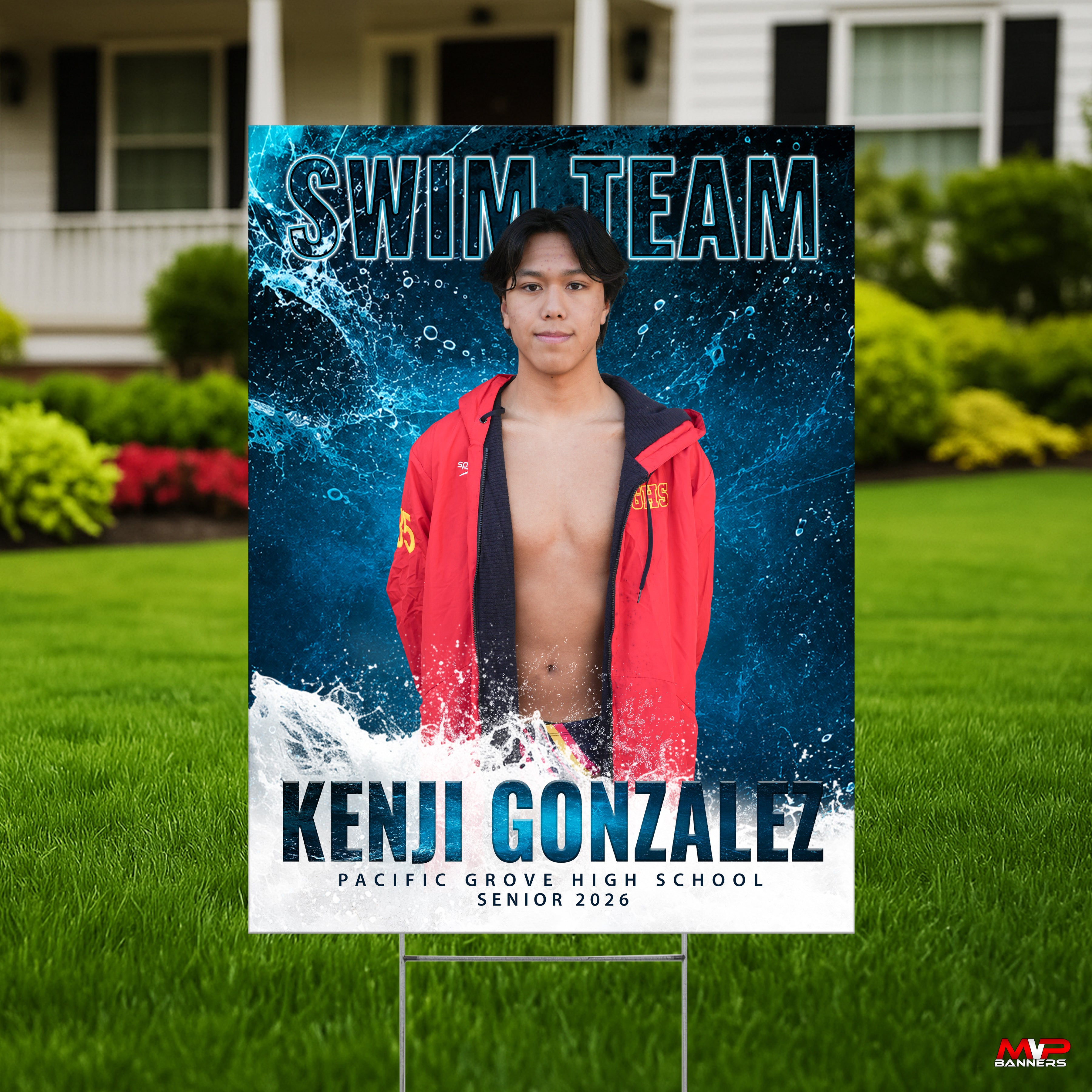 Custom Sports Banner | Senior Night | Swim/Dive | Blue Current