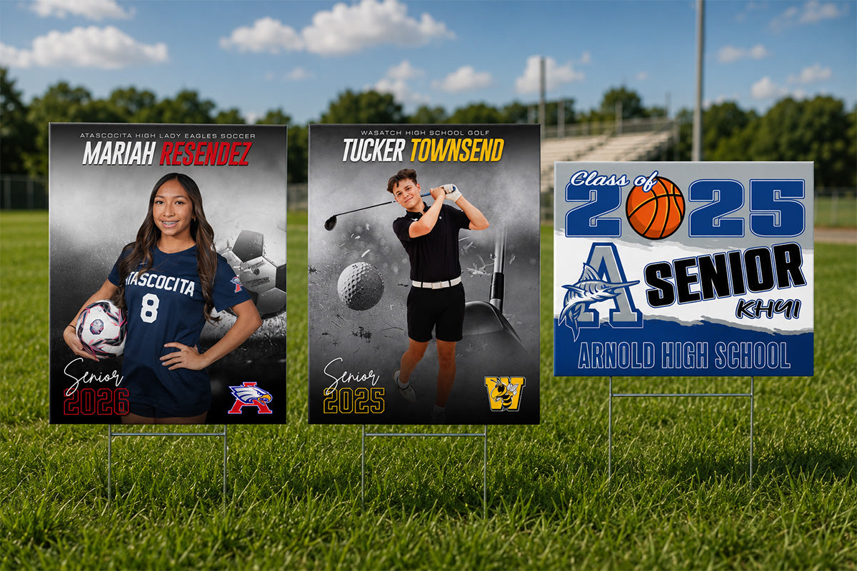 Custom yard signs for senior night, athletes, and school programs